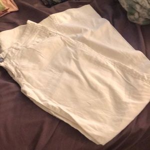 White Cotton/Linen/Spandex Flared Pants